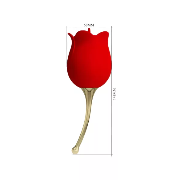 Pretty Love Rose Lover - δονητής κλειτορίδας με γλώσσα 2 σε 1 - κόκκινο