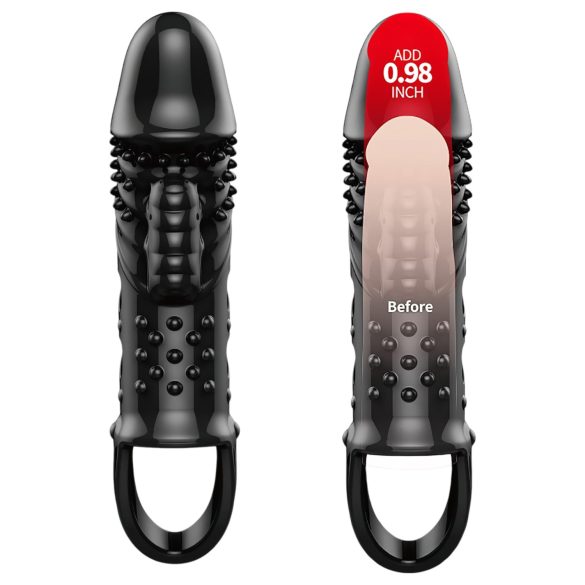 Pretty Love Cecelia - δαχτυλίδι πέους με δόνηση και προέκταση - μαύρο