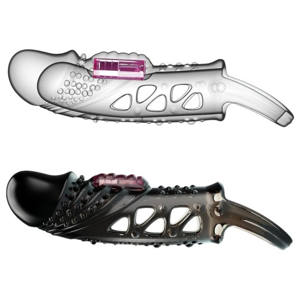 Pretty Love Cecelia - δαχτυλίδι πέους με δόνηση και προέκταση - μαύρο