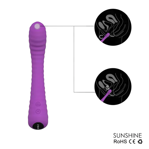 Sex HD Sunshine - δονητής σημείου G με αυλακώσεις - επαναφορτιζόμενος - μωβ