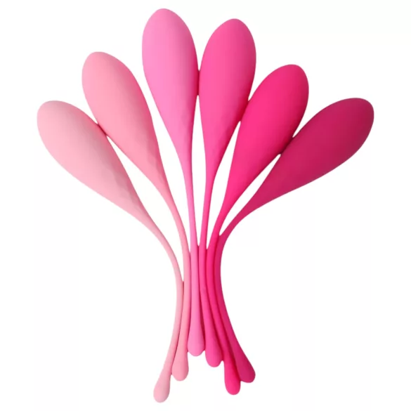 Sex HD Eggs - σετ 6 κολπικές μπάλες kegel - ροζ