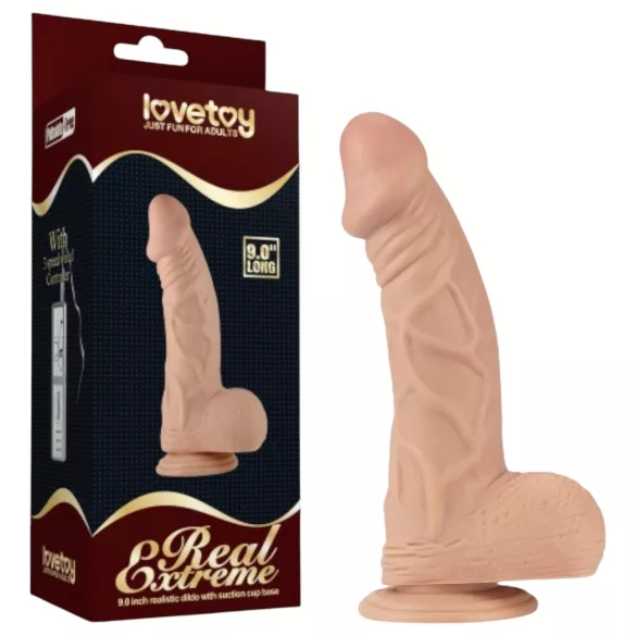 Lovetoy Real Extreme - δονητής με βεντούζα - 23 εκ. (φυσικό χρώμα)