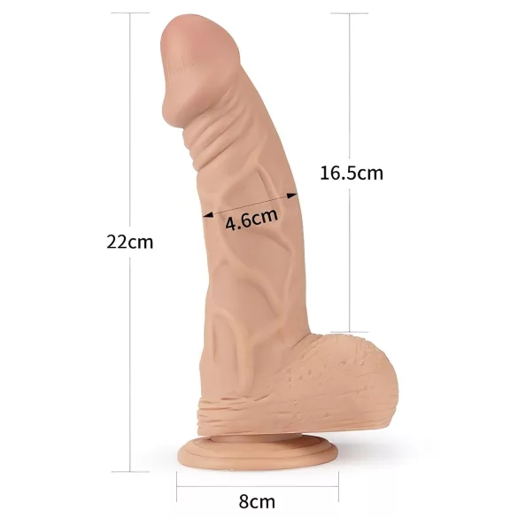 Lovetoy Real Extreme - δονητής με βεντούζα - 23 εκ. (φυσικό χρώμα)