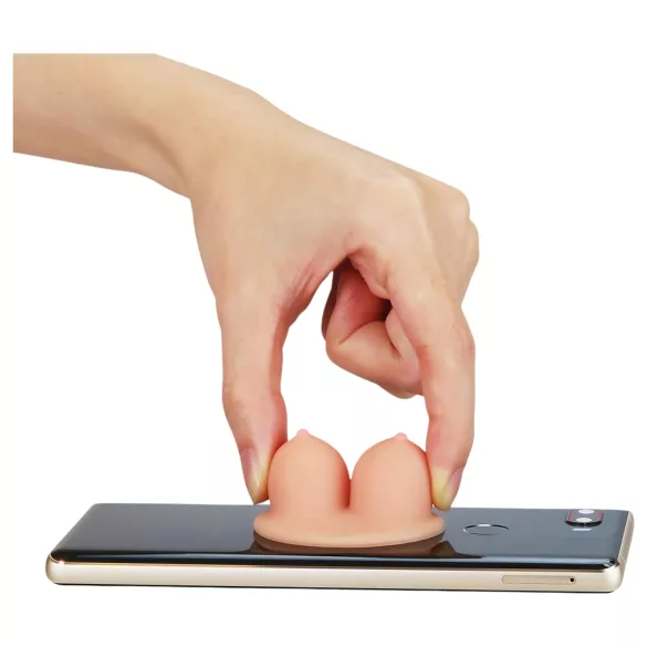 Lovetoy - βάση κινητού με βεντούζα - στήθος σιλικόνης - φυσικό