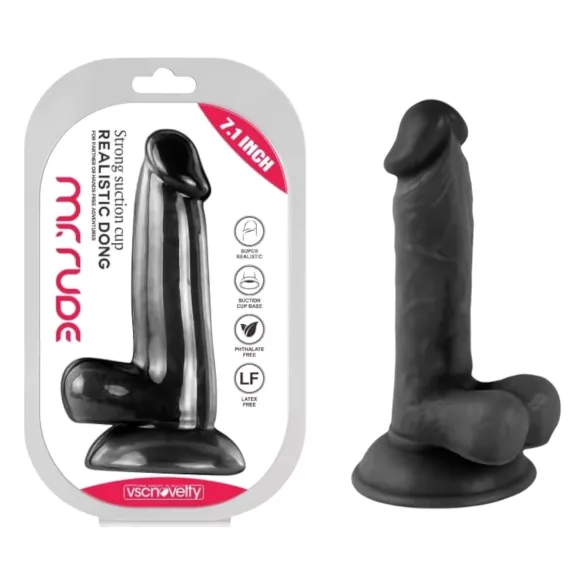Mr. Rude - ρεαλιστικό dildo με όρχεις και βεντούζα - 17cm μαύρο