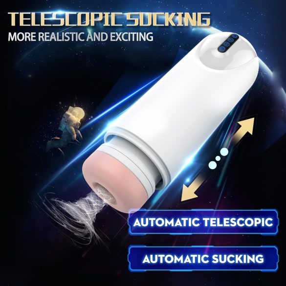 Leopard - ανδρικός αυτόματος δονητής με κίνηση πάνω-κάτω - λευκό