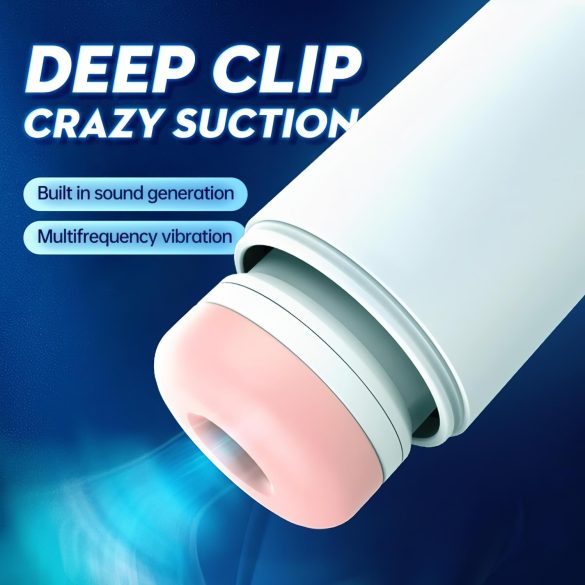 Leopard - ανδρικός αυτόματος δονητής με κίνηση πάνω-κάτω - λευκό