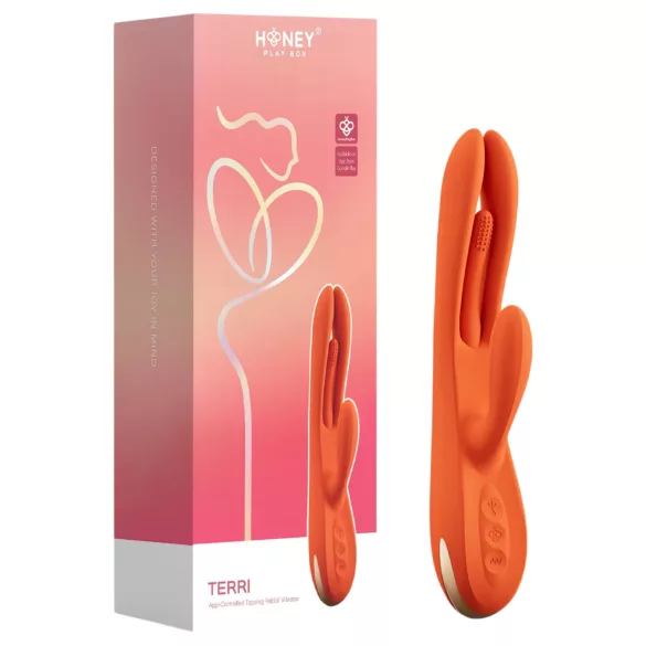 Honey Play Box Terri - δονητής κλειτορίδας με γλωσσίδα και βραχίονα - πορτοκαλί