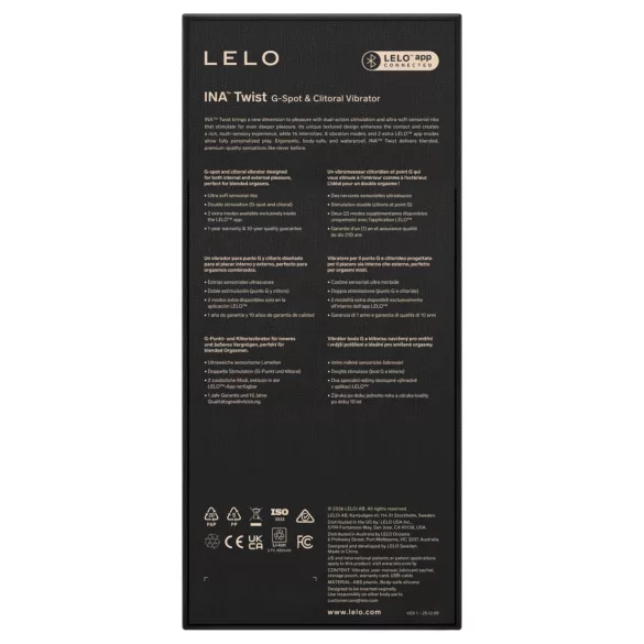 LELO INA Twist - δονητής σημείου G με βραχίονα διέγερσης της κλειτορίδας, ελεγχόμενος μέσω εφαρμογής (μωβ)