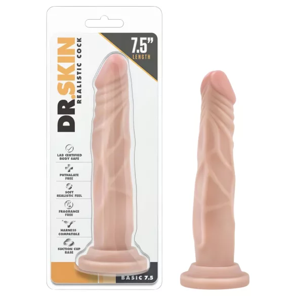 Dr. Skin - ρεαλιστικό δονητής με βεντούζα - δέρμα - 19cm