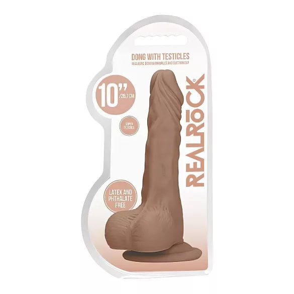 RealRock - δονητής ομοίωμα με όρχεις - ρεαλιστικός 25cm σκούρο φυσικό