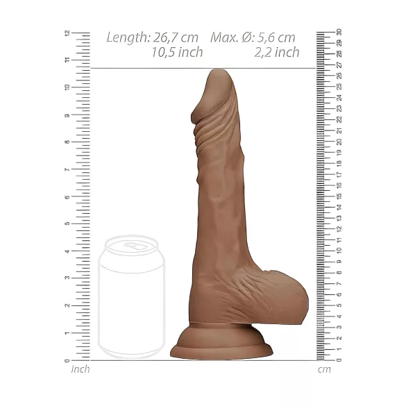 RealRock - δονητής ομοίωμα με όρχεις - ρεαλιστικός 25cm σκούρο φυσικό