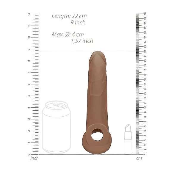 RealRock - προέκταση πέους - 21,5cm - σκούρο φυσικό