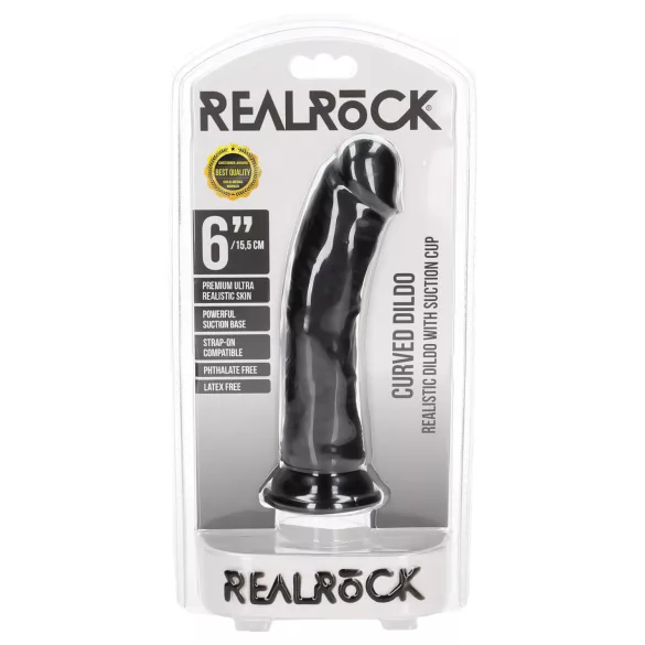 RealRock - ρεαλιστικό δονητή με βεντούζα - 15,5cm - μαύρο