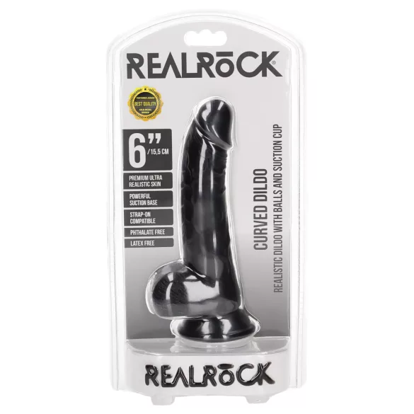 RealRock - ρεαλιστικό δονητή με βεντούζα - 15,5cm μαύρο