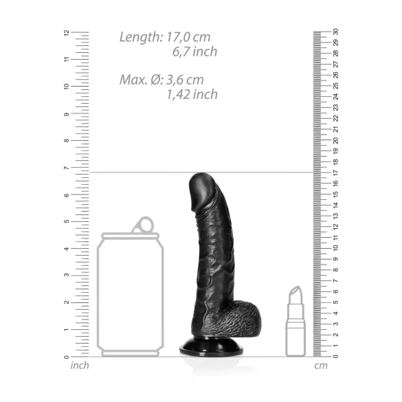RealRock - ρεαλιστικό δονητή με βεντούζα - 15,5cm μαύρο