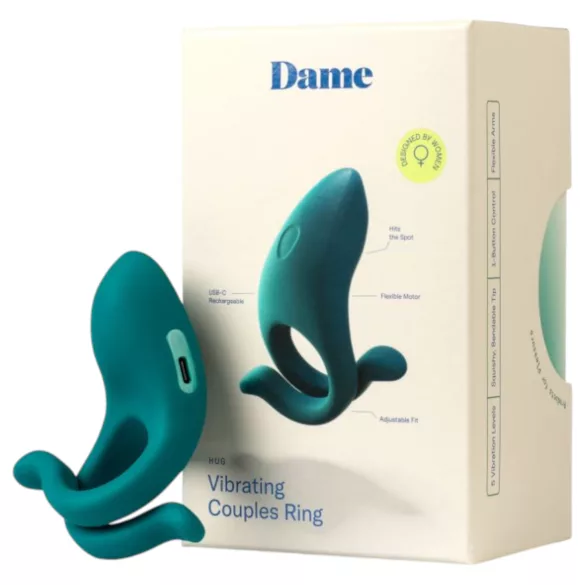 Dame Hug - ρυθμιζόμενος δονητικός δακτύλιος πέους (πράσινος)