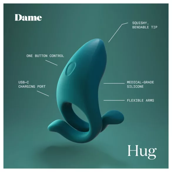 Dame Hug - ρυθμιζόμενος δονητικός δακτύλιος πέους (πράσινος)