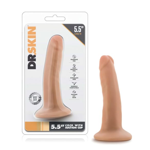 Dr. Skin - ρεαλιστικό δονητής με βεντούζα - φυσικό, 14cm
