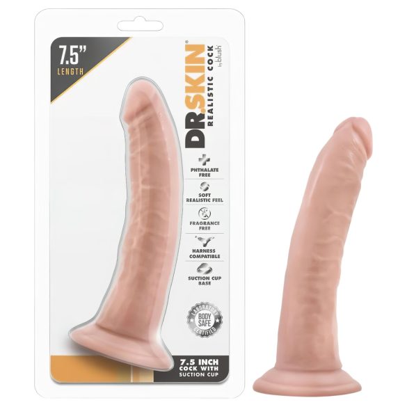 Dr. Skin - ρεαλιστικό δονητής με βεντούζα - δέρμα - 17,5cm