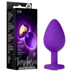   Temptasia M - πρωκτικό dildo με καρδιά και χρυσές πέτρες - μεσαίο - μωβ