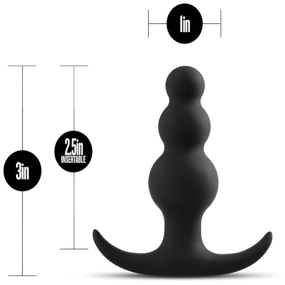 Anal Adventures Platinum - πρωκτικό βύσμα με μαργαριτάρια - μαύρο