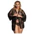 Σετ Ρόμπας Δαντέλας Subblime Queen Plus - Μαύρο (XL-2XL)