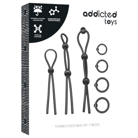 Addicted Toys - σετ δαχτυλίδια πέους σιλικόνης 7 τεμ μαύρο
