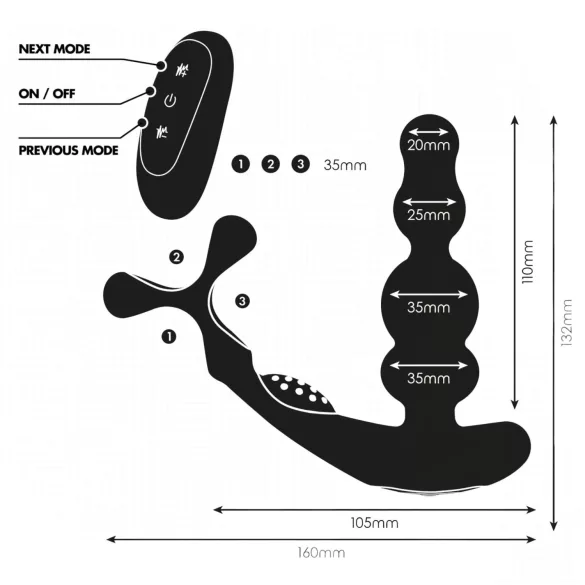 Addicted Toys - δονητής πρωκτού περιστρεφόμενος με δαχτυλίδι πέους - μαύρος