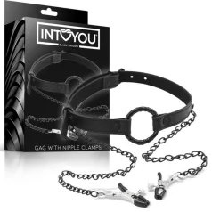   INTOYOU - μπαλάκι στόματος με κλιπ θηλών - μαύρο