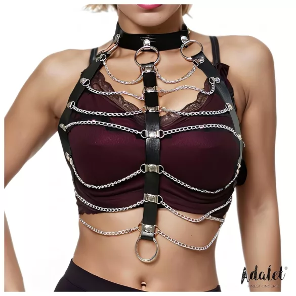 Adalet Hilda - γυναικείο harness με αλυσίδες - vegan δέρμα - μαύρο