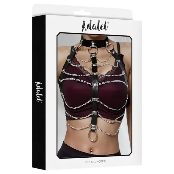 Adalet Hilda - γυναικείο harness με αλυσίδες - vegan δέρμα - μαύρο