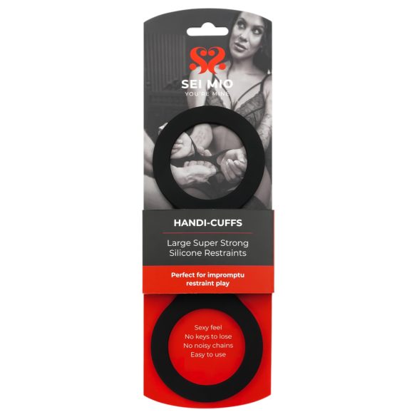 Sei Mio - χειροπέδες σιλικόνης - μαύρο - μέγεθος L