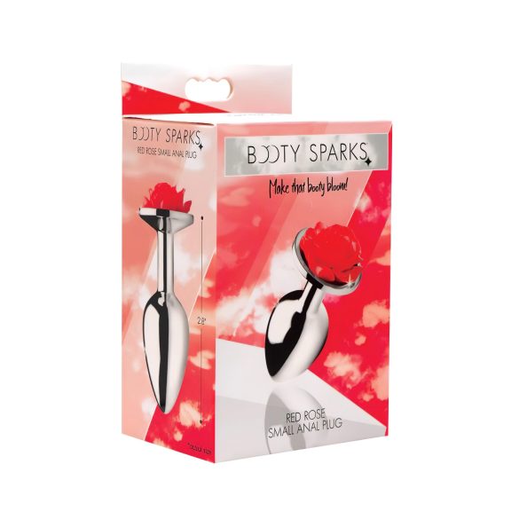 Booty Sparks - πρωκτικό βύσμα με ροζ διακόσμηση - ασημί