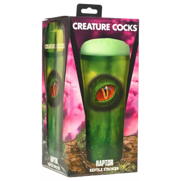Creature Cocks Raptor - κολπικό ομοίωμα ερπετού σε θήκη (μαύρο-πράσινο)