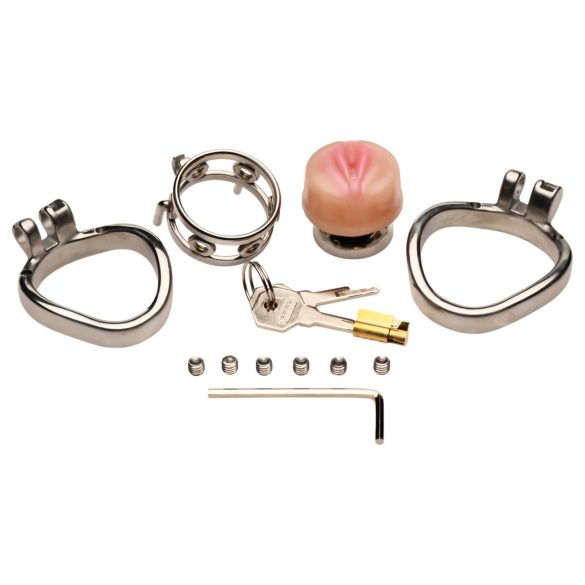 XR Brands - κλουβί πέους με τεχνητό αιδοίο - ασημί