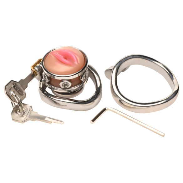 XR Brands - κλουβί πέους με τεχνητό αιδοίο - ασημί