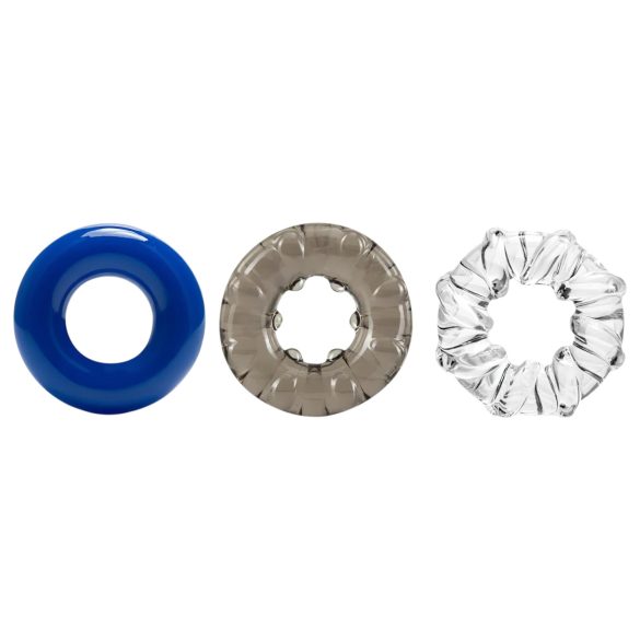 Stay Hard - σετ ποικιλίας δαχτυλιδιών πέους - 3 τεμ - πολύχρωμο