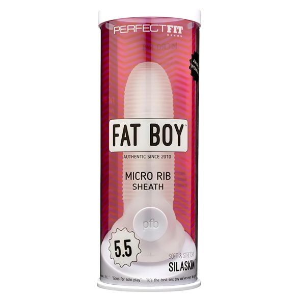 Fat Boy - προέκταση πέους με ραβδώσεις - 15cm - λευκό