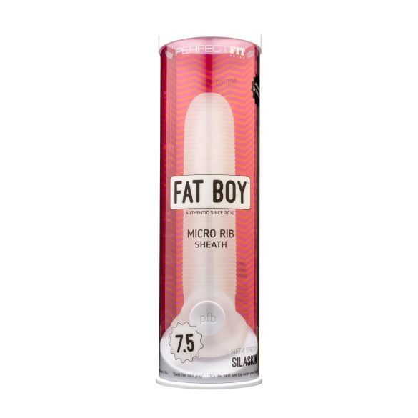 Fat Boy Micro Ribbed - κάλυμμα πέους με ραβδώσεις - 19cm - λευκό