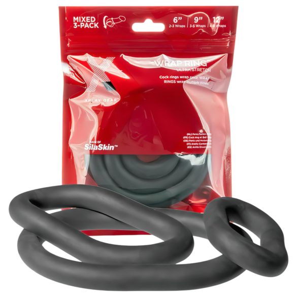 Perfect Fit Ultra Wrap - σετ παχιά δακτύλια πέους - μαύρο (3 τεμ)