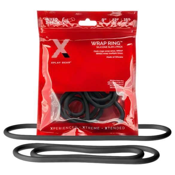 Ιδανική Εφαρμογή Slim Wrap - Λεπτό Σετ Δαχτυλιδιών Πέους - Μαύρο (3 τεμ)