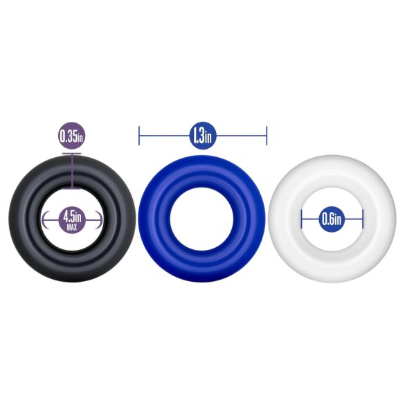 Stay Hard - σετ δαχτυλίδια πέους - 3 τεμάχια - πολύχρωμα