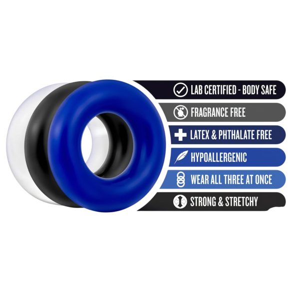 Stay Hard - σετ δαχτυλίδια πέους - 3 τεμάχια - πολύχρωμα