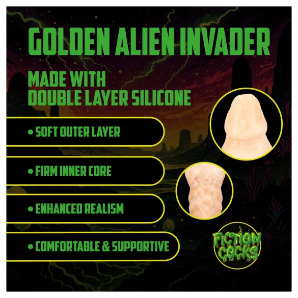 Ouch! Golden Alien Invader - σιλικονούνος δονητής φαντασίας (χρυσό)