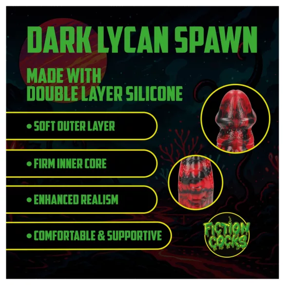 Ouch! Dark Lycan Spawn - δονητής σιλικόνης φαντασίας (κόκκινο‑μαύρο)