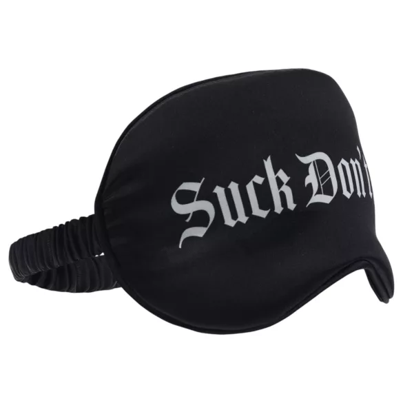 Ouch! - σατέν μάσκα ματιών με την επιγραφή "Suck Don't Bite" (μαύρη)