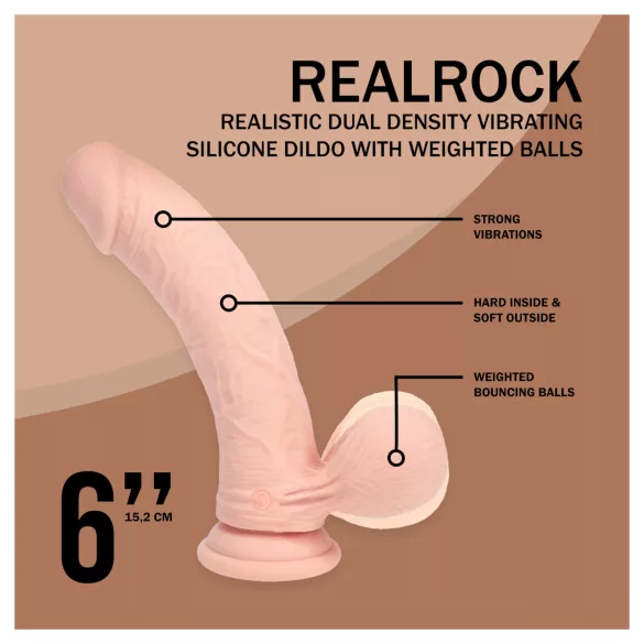 RealRock - δονητής διπλής πυκνότητας με ρεαλιστική υφή (στο χρώμα του δέρματος) - 15 εκ.