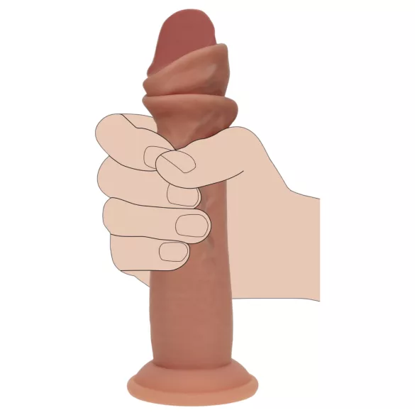 RealRock - ρεαλιστικό dildo διπλής πυκνότητας (μαυρισμένο) - 15,5 εκ.