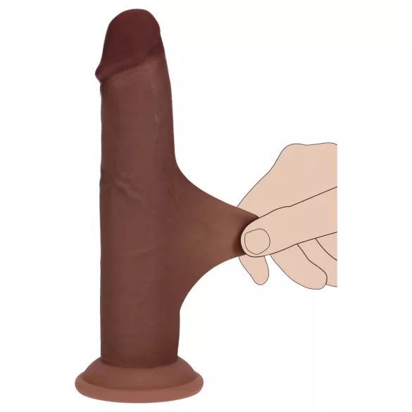 RealRock - ρεαλιστικό dildo διπλής πυκνότητας (καφέ) - 18,5 εκ.